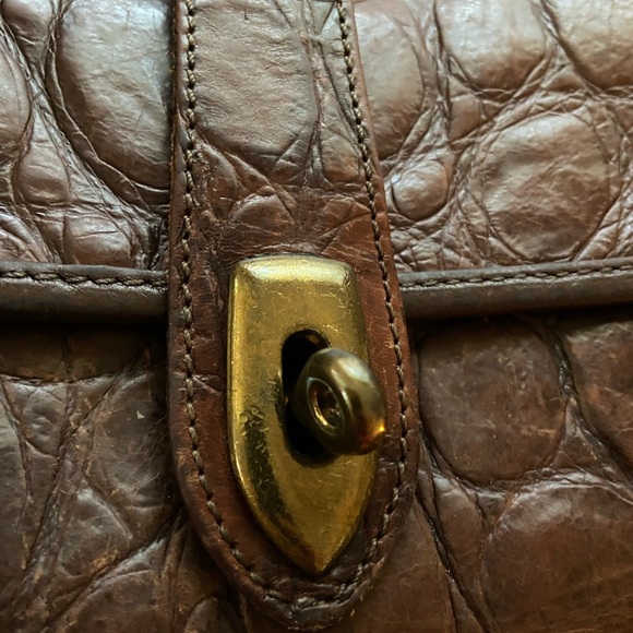 VTG RARE Dooney & Bourke Crossbody Bag Brown Leather Alligator Croc Embossed USA - Picture 13 of 16